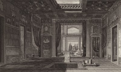 Interior de una casa romana en Pompeya. Ilustración para Bilder-Atlas de German School