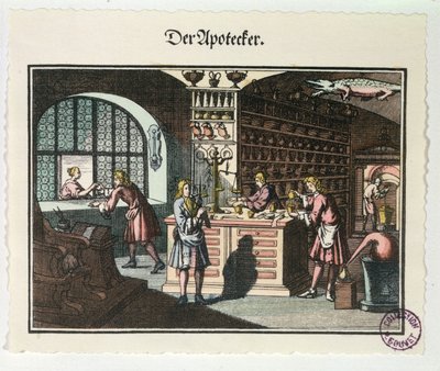 Interior de una botica, c.1700 de German School