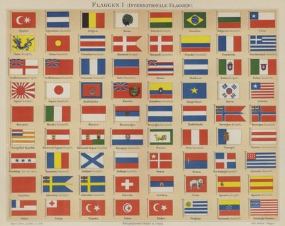 Banderas internacionales (litografía en color) de German School