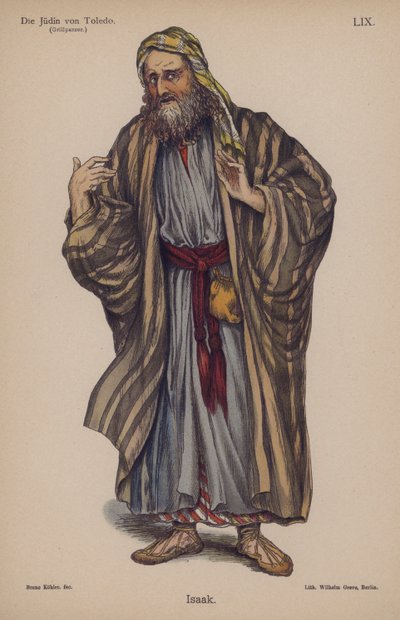 Isaac, de La Judía de Toledo de Franz Grillparzer (litografía a color) de German School