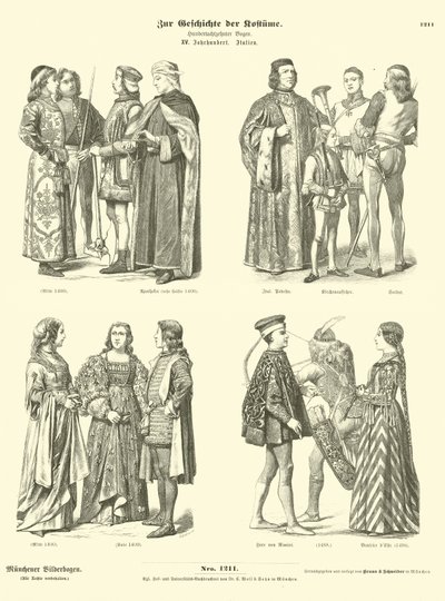 Trajes italianos, siglo XV de German School