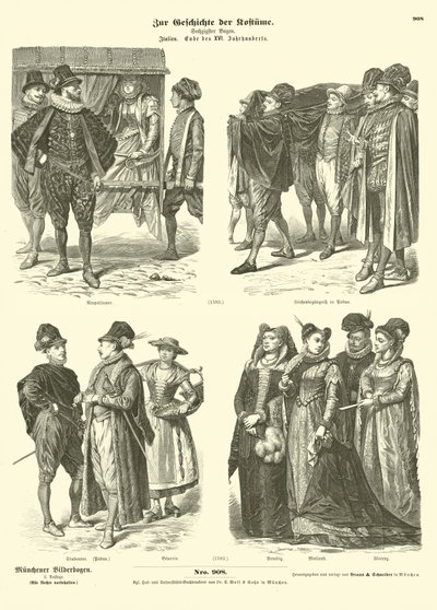 Trajes italianos, finales del siglo XVI de German School