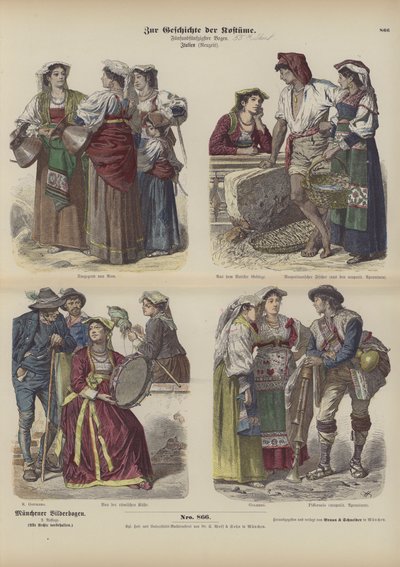 Trajes italianos, finales del siglo XIX de German School