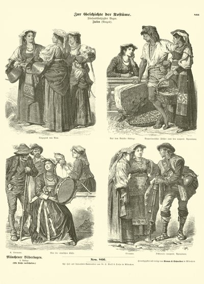 Trajes italianos, finales del siglo XIX de German School