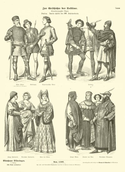 Trajes italianos, segunda mitad del siglo XIV de German School