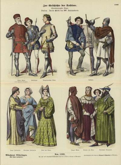 Trajes italianos, segunda mitad del siglo XIV de German School