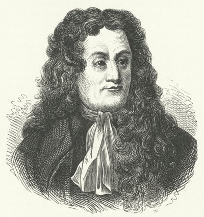 Jean de la Fontaine, fabulista francés (grabado) de German School
