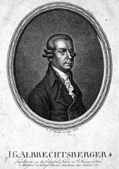 Johann Georg Albrechtsberger (1736-1809) grabado por C.F. Riedel de German School