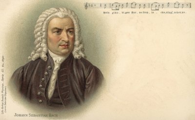 Johann Sebastian Bach (litografía en color) de German School