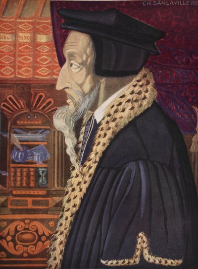 Juan Calvino, ilustración de Histoire de la Nation Francaise, por Gabriel Hanotaux (1853-1944), 1924 de German School