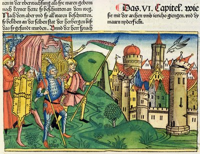 Josué 6:4-21 La Caída de Jericó, de la Biblia de Núremberg (Biblia Sacra Germanaica) de German School