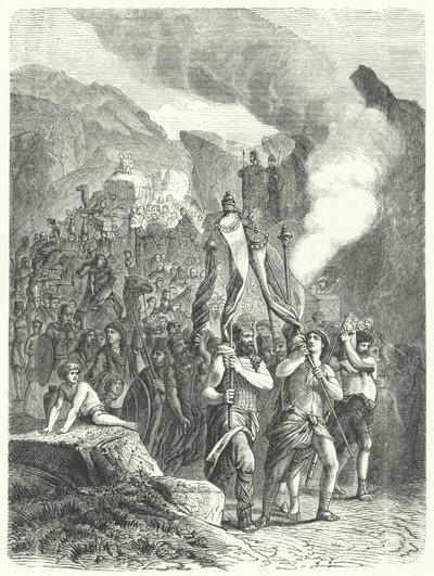Josué liderando a los israelitas en la Tierra Prometida de German School