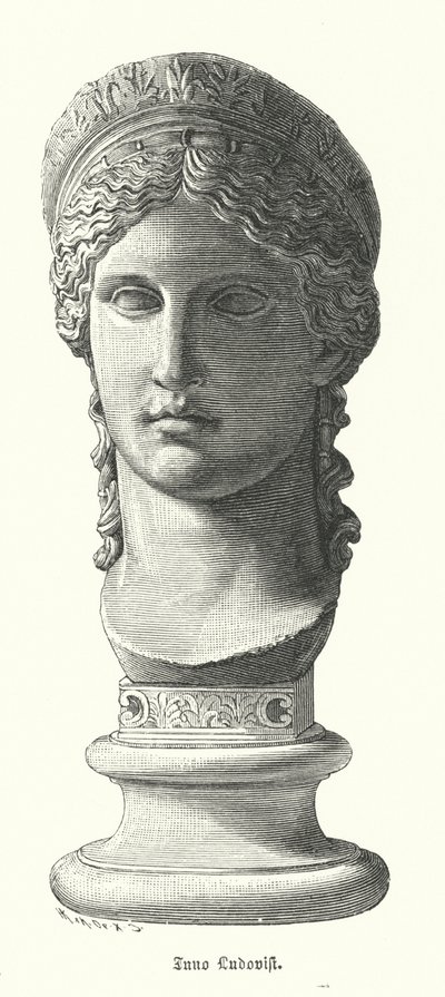 Juno Ludovisi, antigua cabeza colosal romana de mármol que representa a Antonina Menor, hija de Marco Antonio y Octavia Menor, como la diosa Juno de German School