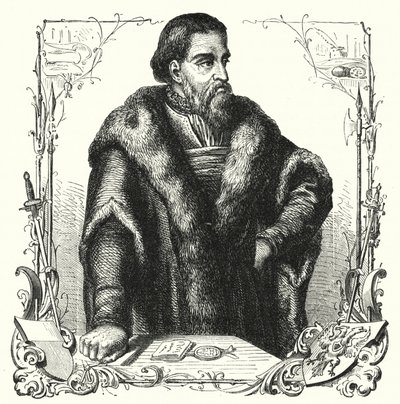 Jurgen Wullenwever, burgomaestre de Lübeck ejecutado como traidor y anabaptista (grabado) de German School