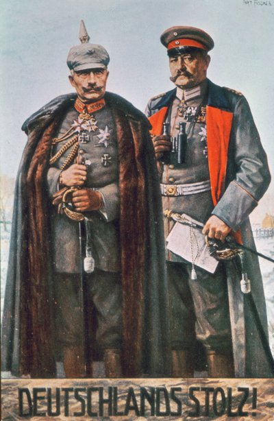 Kaiser Wilhelm II y el mariscal de campo Hindenburg de German School