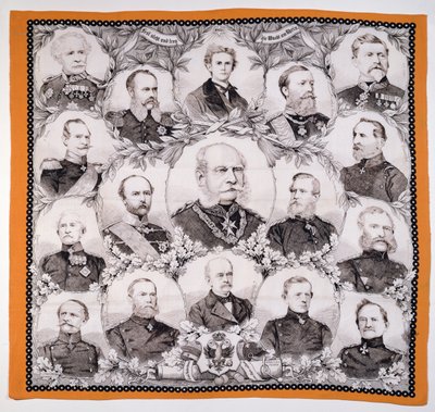 Kaiser Wilhelm I (1797-1888) rodeado por los generales alemanes, 1870 de German School