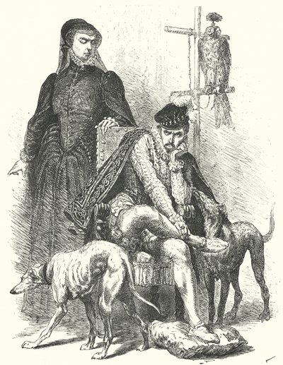 Rey Carlos IX de Francia y su madre, Catalina de Médici de German School