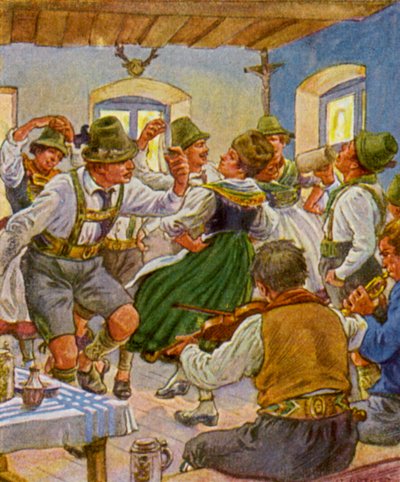Kirchweihtanz / Church Festival Dance (litografía en color) de German School