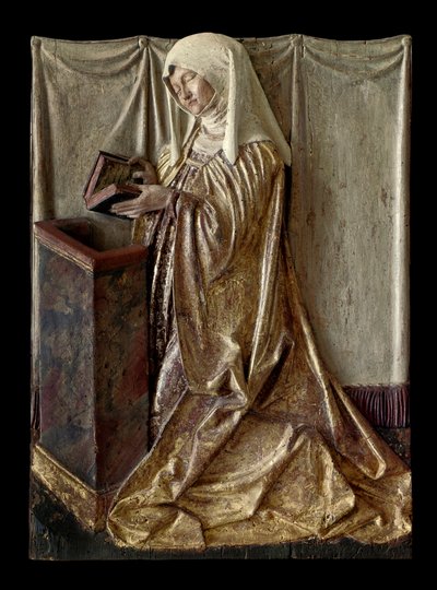 Donante arrodillado. Fragmento de un retablo tallado en madera policromada. De Suabia. c.1520. París, Museo del Louvre de German School