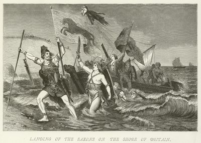 Desembarco de los sajones en la costa de Bretaña de German School