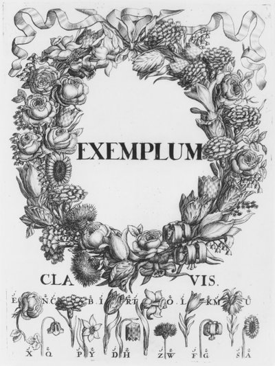 Lenguaje de las flores, ilustración de Cryptographia, oder geheime Schrifften de Johann Balthasar Friderici, publicado en Hamburgo, 1685 de German School