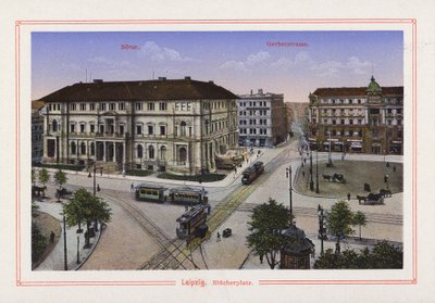 Leipzig, Blucherplatz (litografía en color) de German School