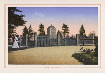 Leipzig, Napoleonstein (litografía en color) de German School