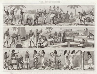 Vida en el Antiguo Egipto. Ilustración para Bilder-Atlas de German School