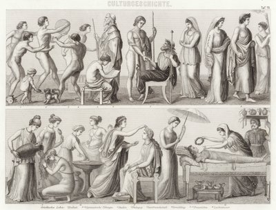 Vida en la Antigua Grecia. Ilustración para Bilder-Atlas de German School