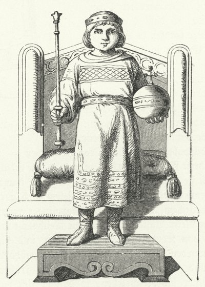 Luis el Niño, último rey carolingio de Francia Oriental (grabado) de German School