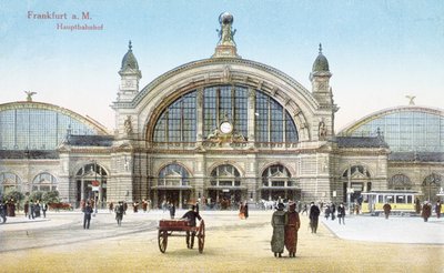 Estación Central de Ferrocarril en Frankfurt am Main, c.1910 de German School
