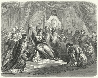 Malcolm IV de Escocia rindiendo homenaje a Enrique II de Inglaterra en Chester de German School