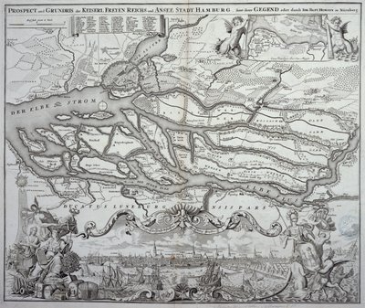 Mapa de Hamburgo y sus alrededores, publicado en Núremberg de German School
