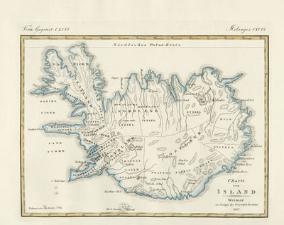 Mapa de Islandia (grabado coloreado) de German School