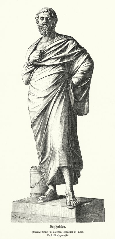 Estatua de mármol de Sófocles, dramaturgo griego antiguo de German School