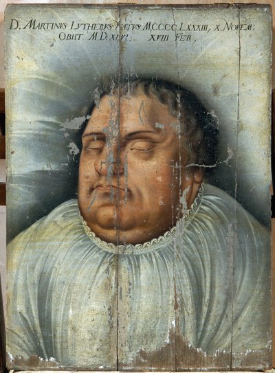 Martin Luther (1483-1546) en su lecho de muerte (M. Luther On His Deathbed). Pintura anónima, óleo sobre madera de German School