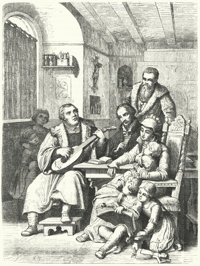 Martín Lutero en casa con su familia de German School
