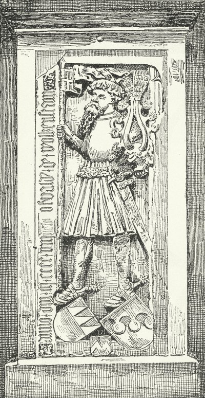 Piedra conmemorativa en la Catedral de Brixen del poeta y diplomático alemán Oswald von Wolkenstein de German School