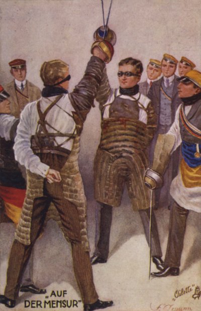 Mensur (litografía en color) de German School
