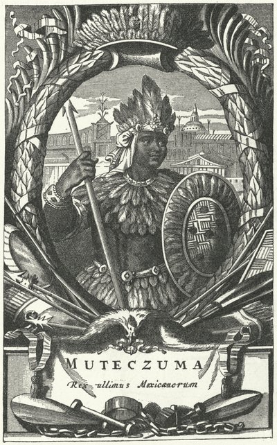 Moctezuma II, emperador azteca (grabado) de German School