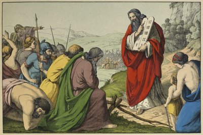 Moisés y las tablas de la Ley, ilustración de L