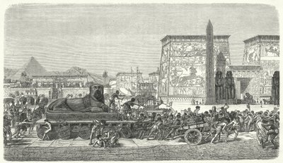 Moviendo una estatua en el Antiguo Egipto de German School