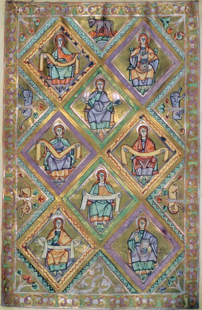 Ms. Czart. 1207 IV, fol.10v La Vida de Cristo según San Mateo, del Evangeliarium de la Catedral de Plock c.1075 de German School