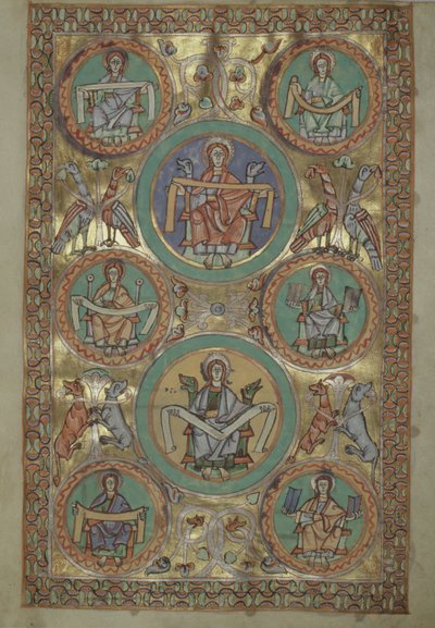 Ms. Czart. 1207 IV, fol.11v La Vida de Cristo según San Mateo, del Evangeliarium de la Catedral de Plock, c.1075 de German School