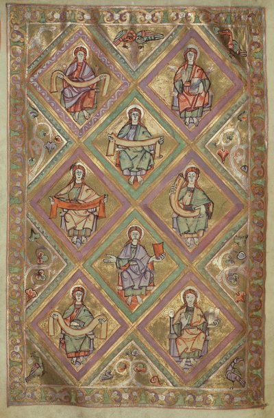 Ms. Czart. 1207 IV, fol.9v Vida de Cristo según San Mateo, del Evangeliarium de la Catedral de Plock c.1075 de German School