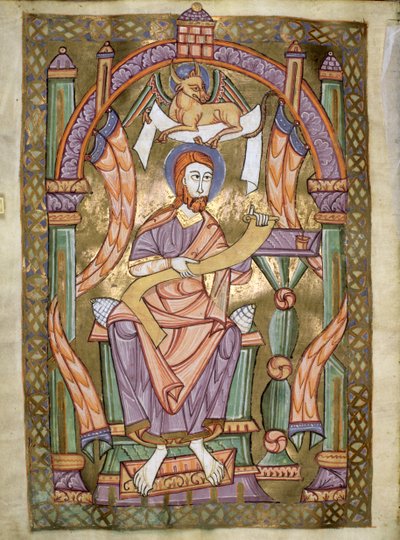 Ms Czart 1207 IV fol CXIXv San Lucas el Evangelista, del Evangeliario de la Catedral de Plock, c.1075 de German School