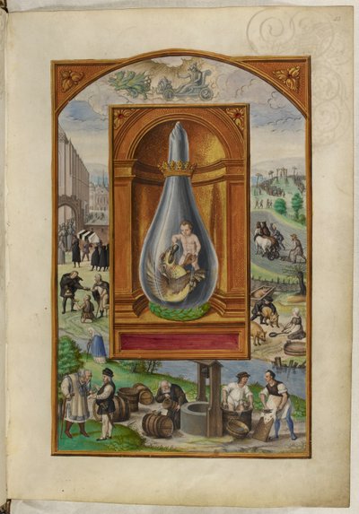 Ms Harley 3469, f.23 Niño y dragón en matraz, el Cuarto Tratado, de 