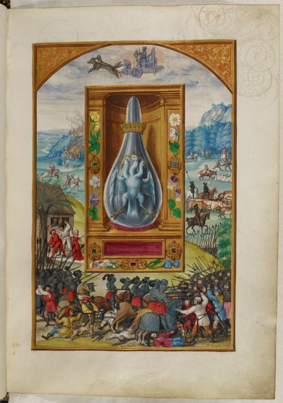 Ms Harley 3469, f.25 Pájaro de tres cabezas en matraz, el Cuarto Tratado, de 
