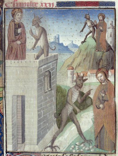 Las Tres Escenas de la Tentación, de Vita Christi, por Ludolfo de Sajonia de German School