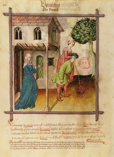 Ms Lat 9333 fol.96v Hombre vomitando, de Tacuinum Sanitatis de German School